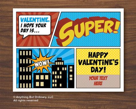 Printable Superhero Valentine Cards Kids Super Hero Etsy Superhero