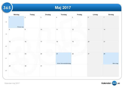 Kalender Maj 2017
