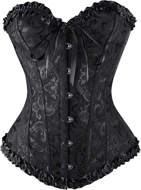bustiers corsets bridal lingerie lace up black satin boned corset women s gothic