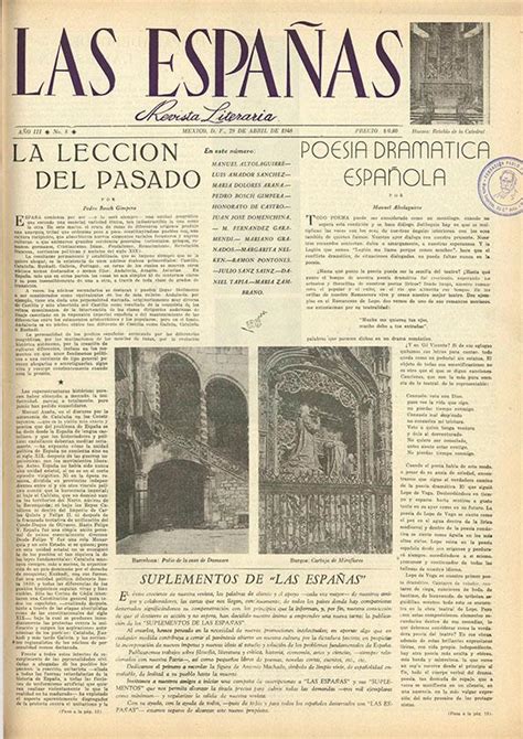 Las Españas Revista Literaria México Df Año Iii Núm 8 29 De