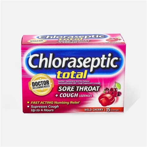 Chloraseptic Total Wild Cherry Sore Throat And Cough Lozenges 15 Ct