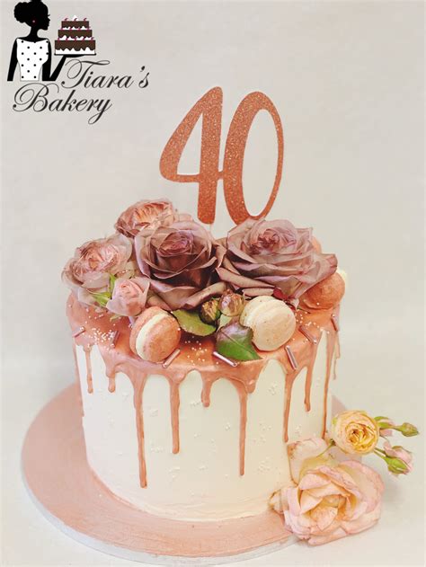 rose gold happy 40th birthday cake topper cindy bou bruidstaart