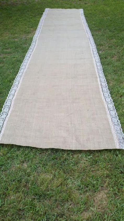 20 Ft Long Wedding Burlap Aisle Runner With Natural Lace Etsy