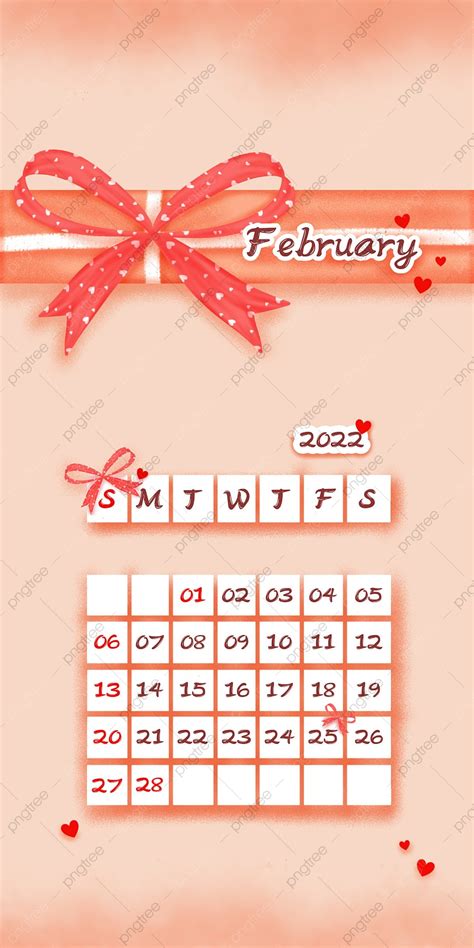 Printable Hand Draw Calendar February 2022 With Valentines Theme