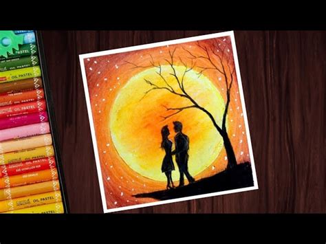 Couple Sunset Scenery Drawing With Oil Pastels Step By Step