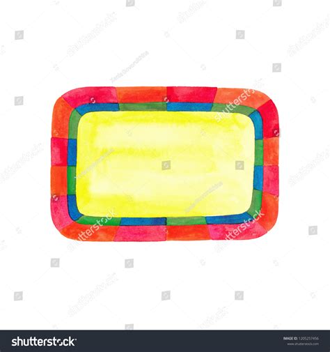 Watercolor Rectangle Frame Border Hand Painted Stock Illustration