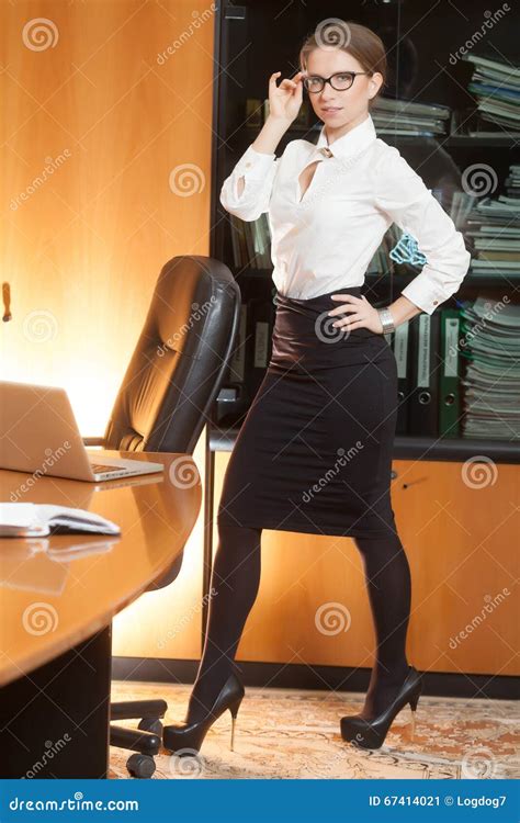beautiful office girl in workplace stock image image of heels eyeglasses 67414021