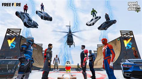 Gta X Freefire Avengers Army Vs Freefire Super Mega Ramp Jump