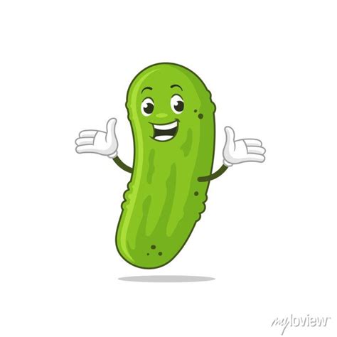 Cute And Funny Pickle Mascot Vector Cartoon Illustration Fotomural