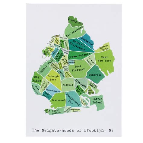 Map Of Brooklyn Note Card April May Smudge Ink