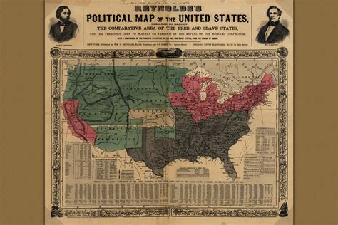 Reynoldss Political Map Of United States Civil War 1856 Historic Map