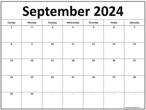 September 2024 Calendar Free Printable
