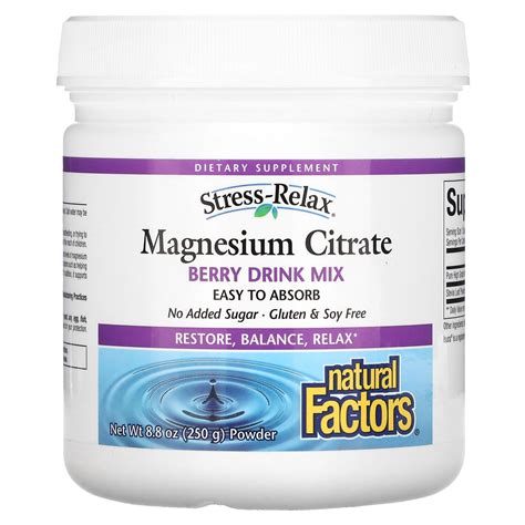 Natural Factors Stress Relax Magnesium Citrate Berry Drink Mix