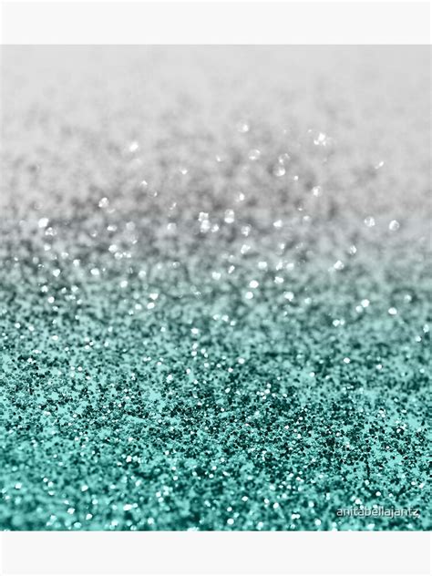 Silver Teal Ocean Glitter Glam 1 Shiny Decor Art Canvas Print By