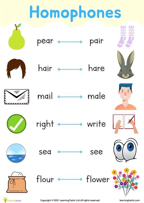 300 Cool Examples Of Homophones In English From A Z Artofit