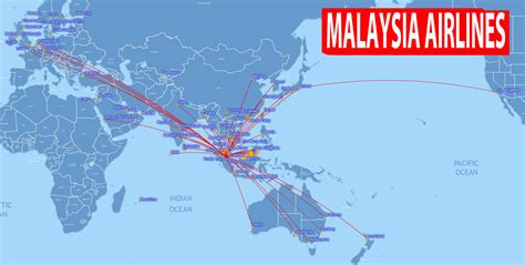 International Flights Malaysia Airlines Routes Map