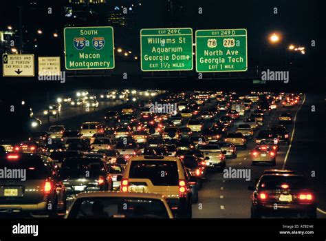 Rush Hour Traffic At Night In Atlanta Georgia Ga Stock Photo Alamy