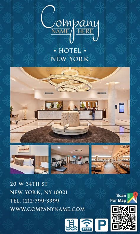 Free Sample Blue Hotel Lobby Ad Brochure Template Hotel Hotel