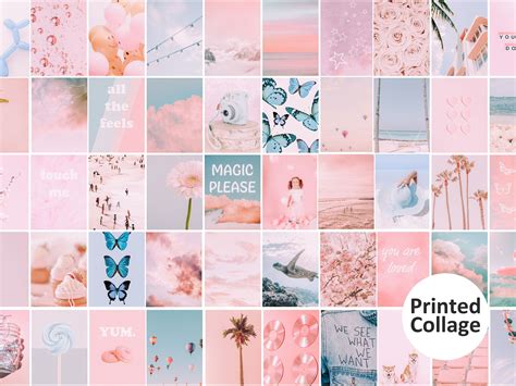 Pastel Wall Collage Kit Blue Pink Photo Collage Kit Cloud Etsy Canada