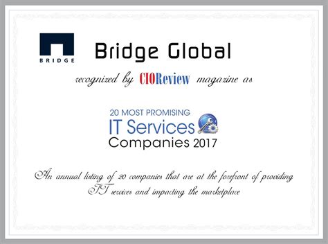 Bridge Global One Of The 20 Most Promising It Services Companies 2017