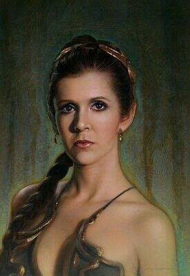 Carrie Fisher Slave Leia Amazingly Detailed Portrait Star Wars Fine Art