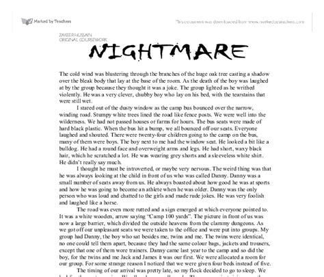 Nightmare A Level English Marked By