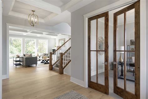 Wood french door leading to office space