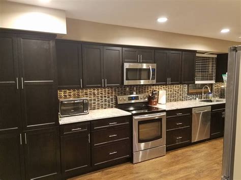 Doors may have a simple recessed panel. Dark Shaker Cabinets from www.ClickCabinets.com Hiqh ...