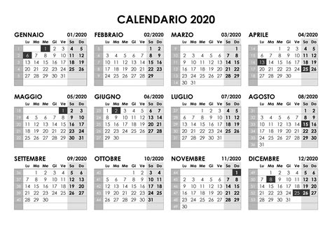 calendario annuale calendariosu