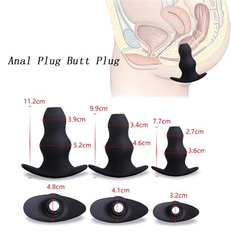 Silicone Hollow Anal Plugs Prostate Massage Male Butt Plugs Enema Anal Beads G Spot Erotic Sex