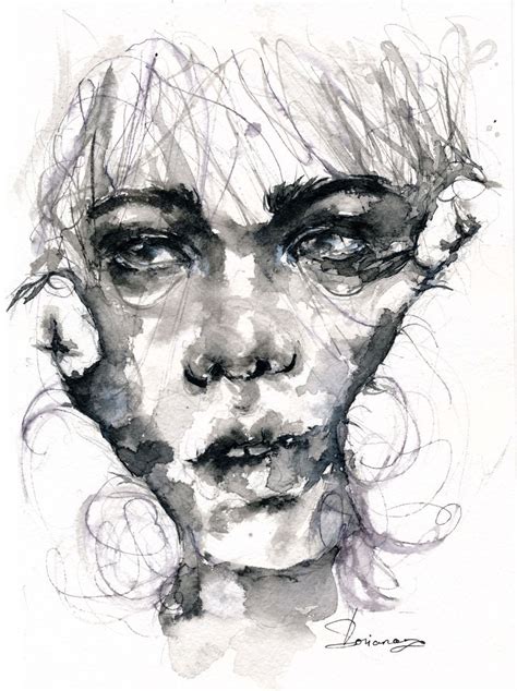 Ink Drawing On Paper Subject People And Portraits Expressive And Gestural Style One Of A