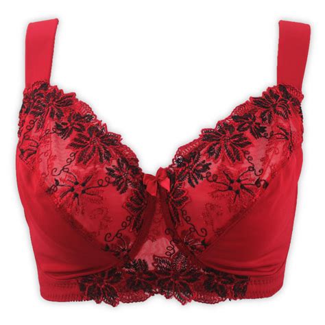 New Vogue Red Extraplus Size Floral Embroidery Sexy Bra For Women