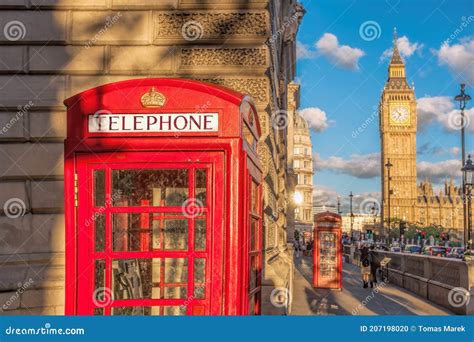 Big Ben With Red Phone Booth In London England Uk Stock Photo Image