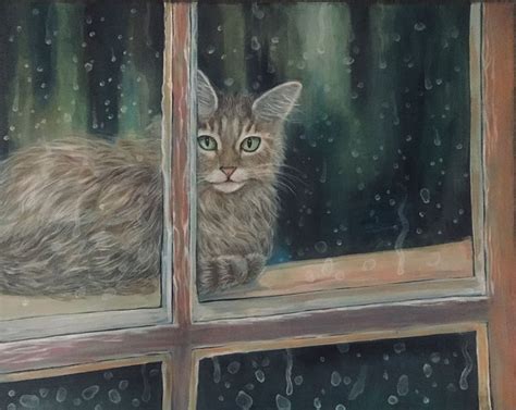 Rainy Cat Painterter Paintings And Prints Animals Birds And Fish
