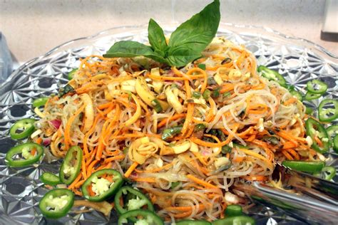 Banana Flower Salad With Glass Noodles Food From Cambodia Glass