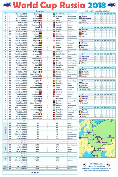 The euro 2020 printable wallcharts are created to print at a3 size but look good in a4 as well. Smartcoder 247 - Euro 2020 Football Wall Charts and Excel Templates: Option E : Russia 2018 ...