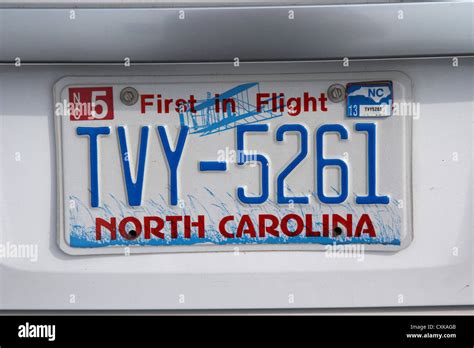 North Carolina First In Flight State License Plate Usa Stock Photo Alamy