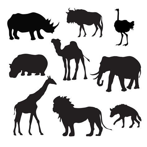 Wild African Animals Black 458980 Vector Art At Vecteezy