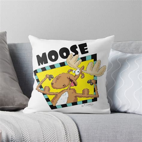Moose With Muscles Cartoon Throw Pillow By Tsirrell Redbubble