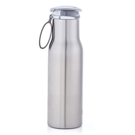 built double wall stainless steel vacuum insulated flip top water bottle 18 ounce stainless