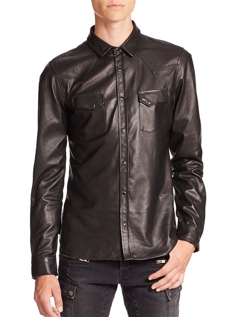 Lyst The Kooples Leather Shirt In Black For Men