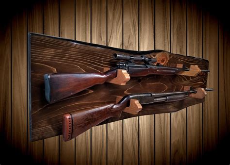 Personalized Gun Rack 4 Gun Solid Oak Wall Display For Rifles And