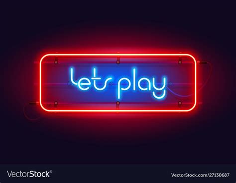 Horizontal Colorful Neon Lets Play Sign Royalty Free Vector