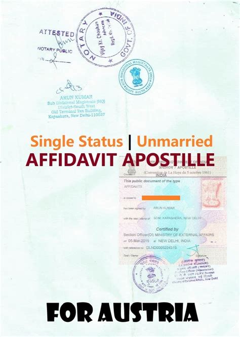 Unmarried Affidavit Apostille For Austria Single Status Certificate