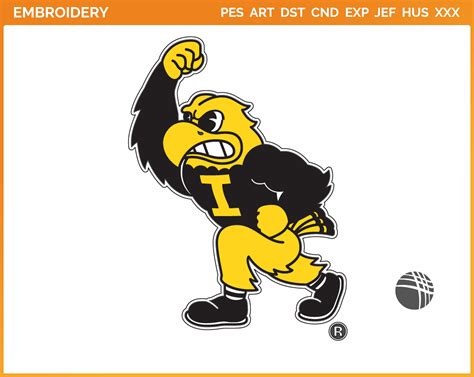 Iowa Hawkeyes - Mascot Logo (2002) - College Sports Embroidery Logo in
