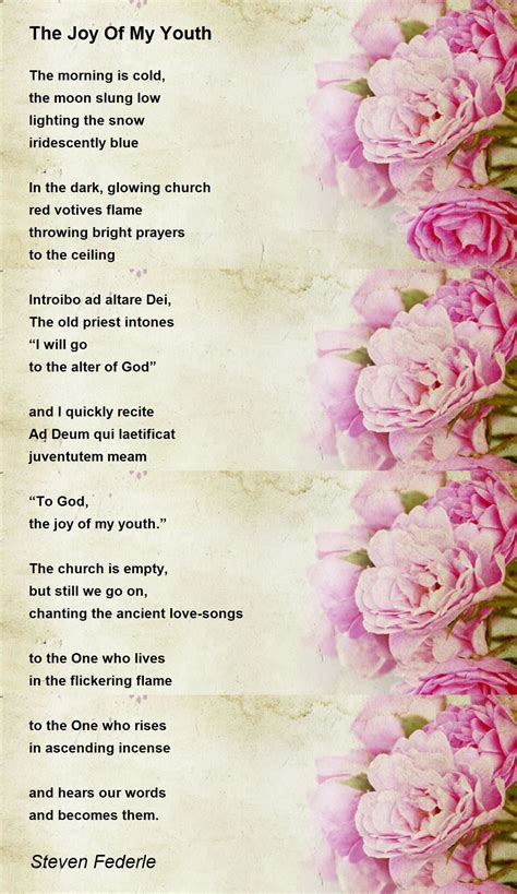 The Joy Of My Youth Poem By Steven Federle Poem Hunter