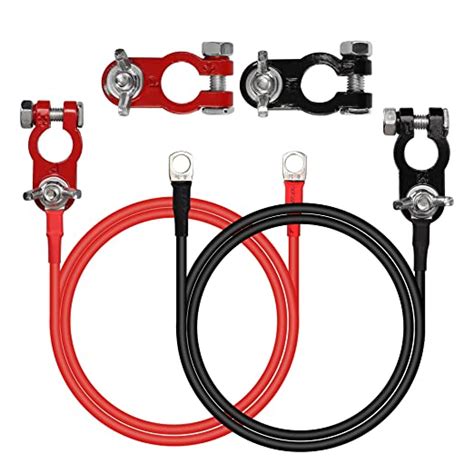 Cerrxian 1 Pair Battery Connector Wires 10awg Red And Black Car Battery Cable Aluminum Alloy