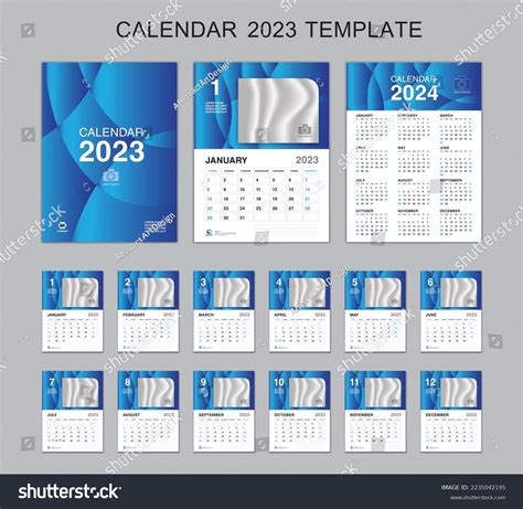 Calendar 2023 Template Set Calendar 2024 Stock Vector Royalty Free