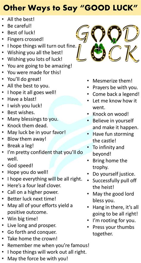 50 Other Ways To Say Good Luck Good Luck Synonyms English