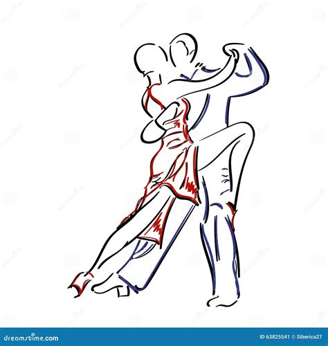 Couple Dancing Tango Stock Vector Illustration Of Contour 63825541